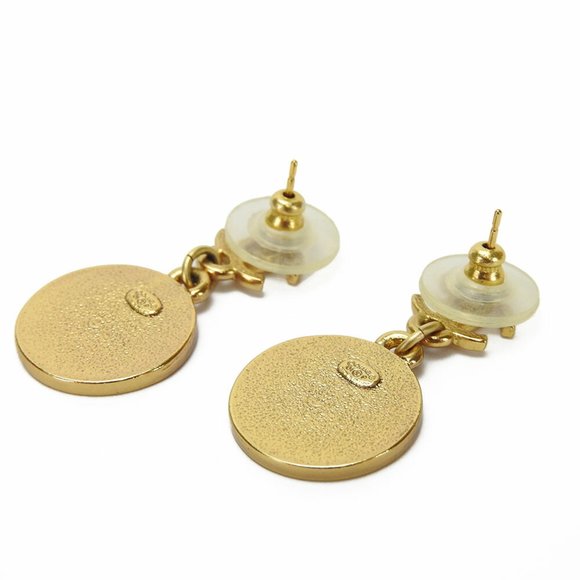 CHANEL Earrings Gold Plated 01P Black Coco Mark Star Swing GP Accessories Wom... - Picture 3 of 8